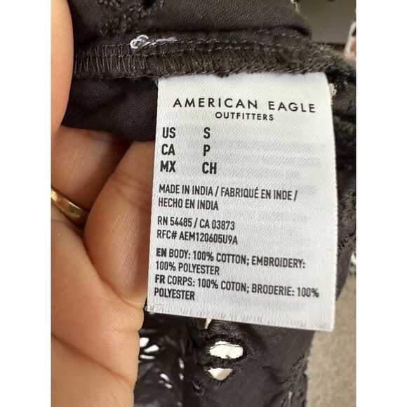 American Eagle 10% Cotton Eyelet Poplin Lace Unlined Button Down Shirt S - Picture 6 of 8